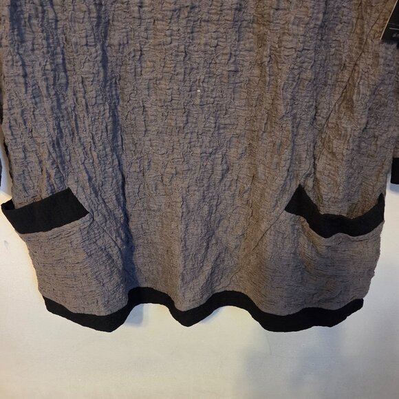 Ali Miles M Grey Trimmed in Black Tunic w/Cowl Neckline, Long Sleeves, 2 Pockets - Picture 6 of 7